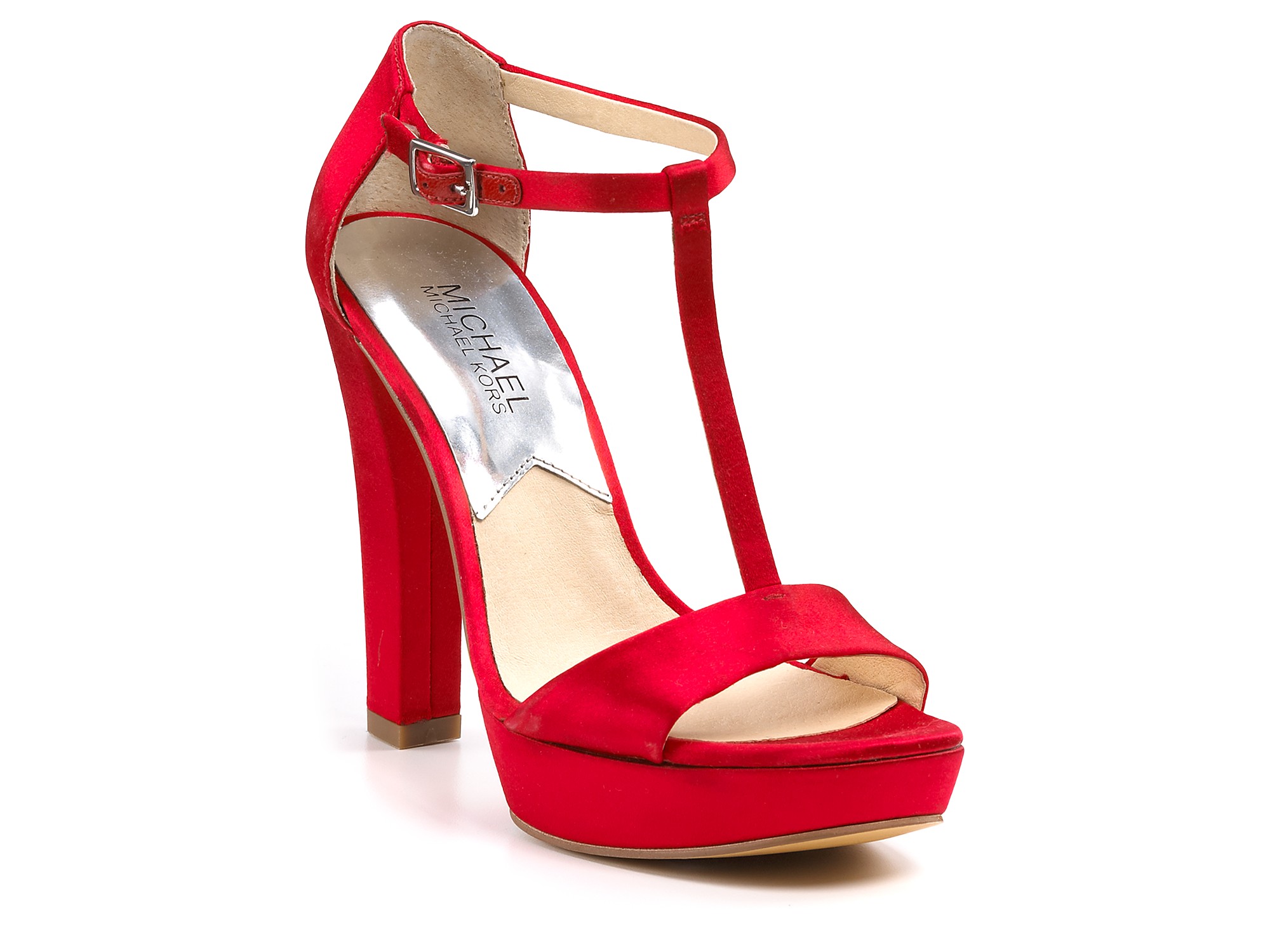 Michael Kors Josie T-strap Evening Sandals in Red | Lyst