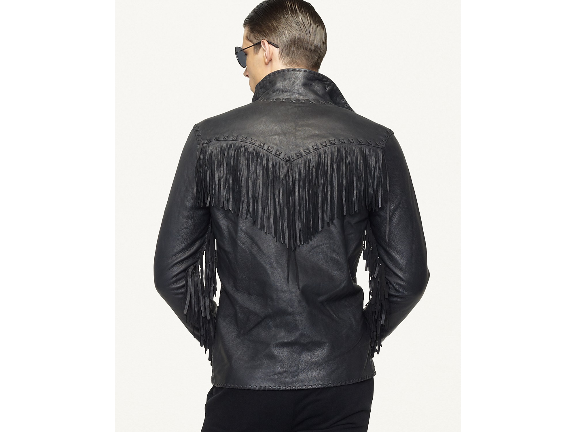 Unik Black Leather Jacket Fringe Men s Ralph Lauren Black Label Fringe Leather Jacket in rl Black Unik Black Leather Jacket Fringe Men s Ralph Lauren Black Label Fringe Leather Jacket in rl Black
