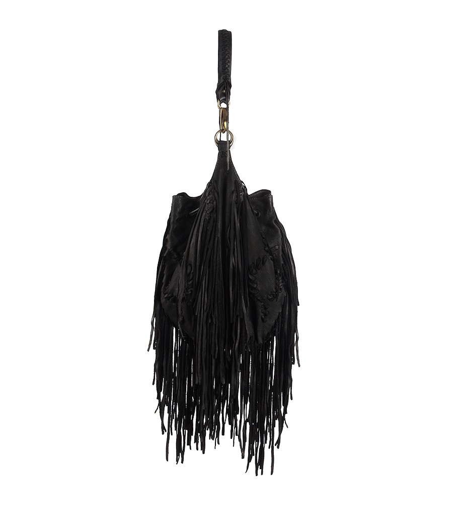 AllSaints Bonita Fringe Bag in Black | Lyst