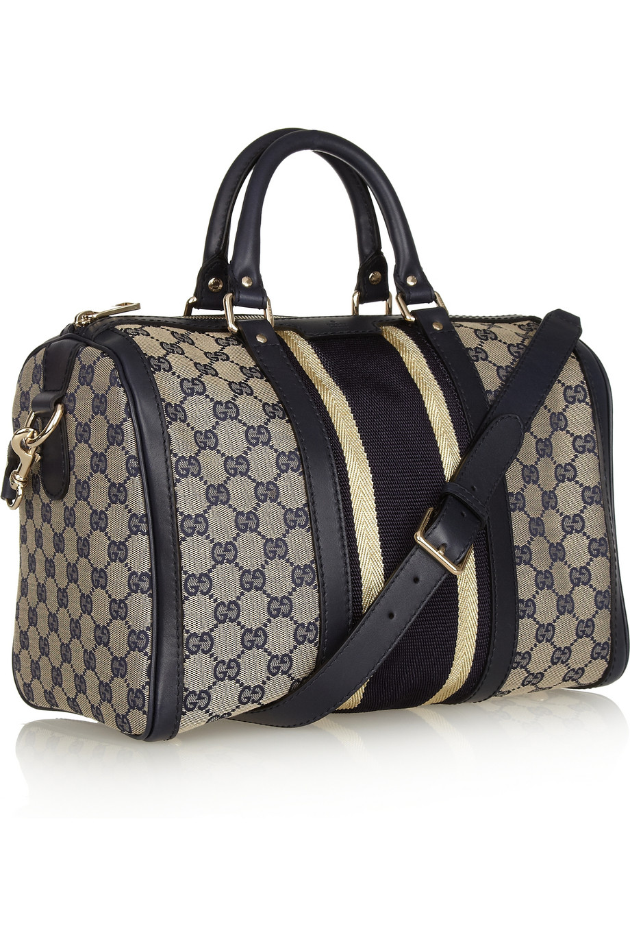 Gucci Leathertrimmed Canvas Bowling Bag in Black Lyst