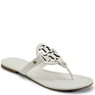 Tory Burch Miller - White Patent Logo Thong Sandal in White | Lyst