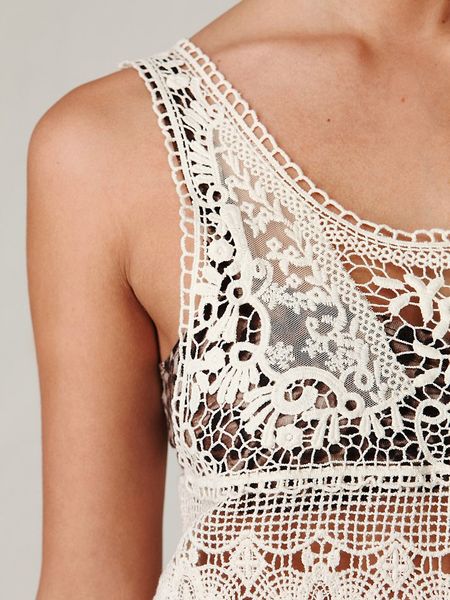 Free People Engineered Crochet Tunic in White (ivory) | Lyst