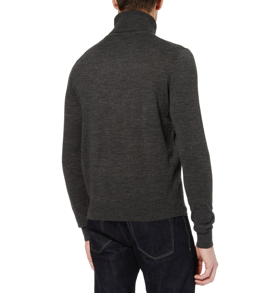 Polo Ralph Lauren Merino Wool Roll Neck Sweater in Gray for Men - Lyst