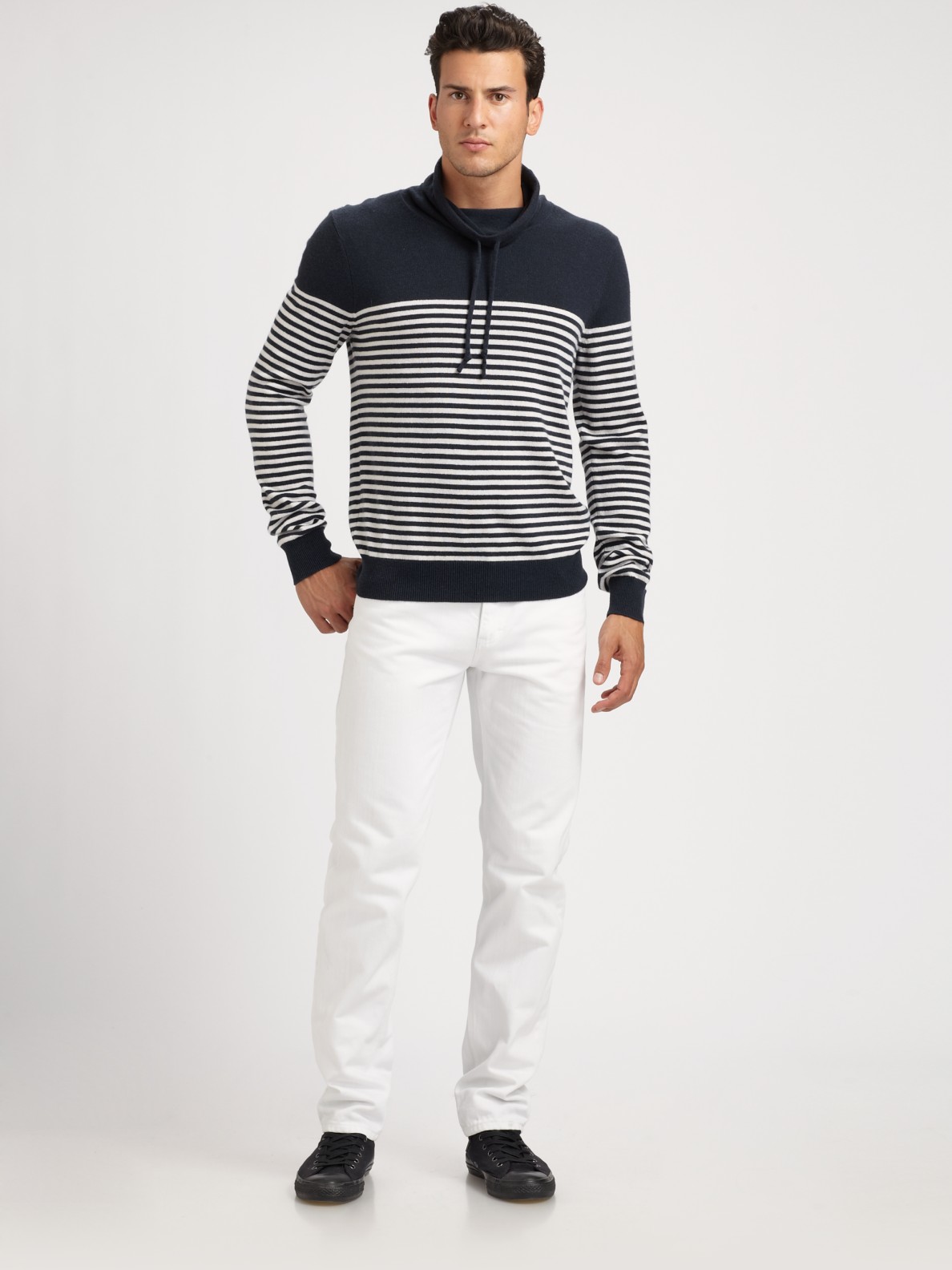 Michael Kors Funnel Neck Sweater in White for Men (navy) | Lyst