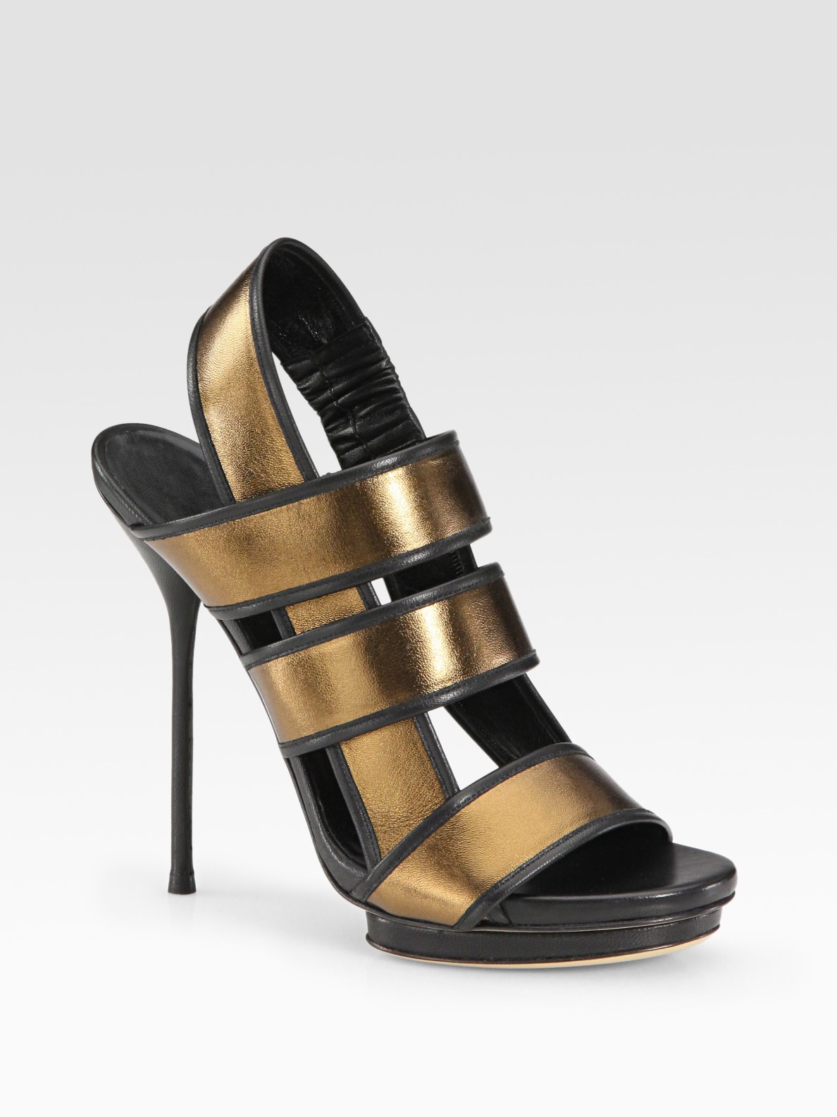 Gucci Bette Highheel Platform Sandal, Bronze Metallic Lyst