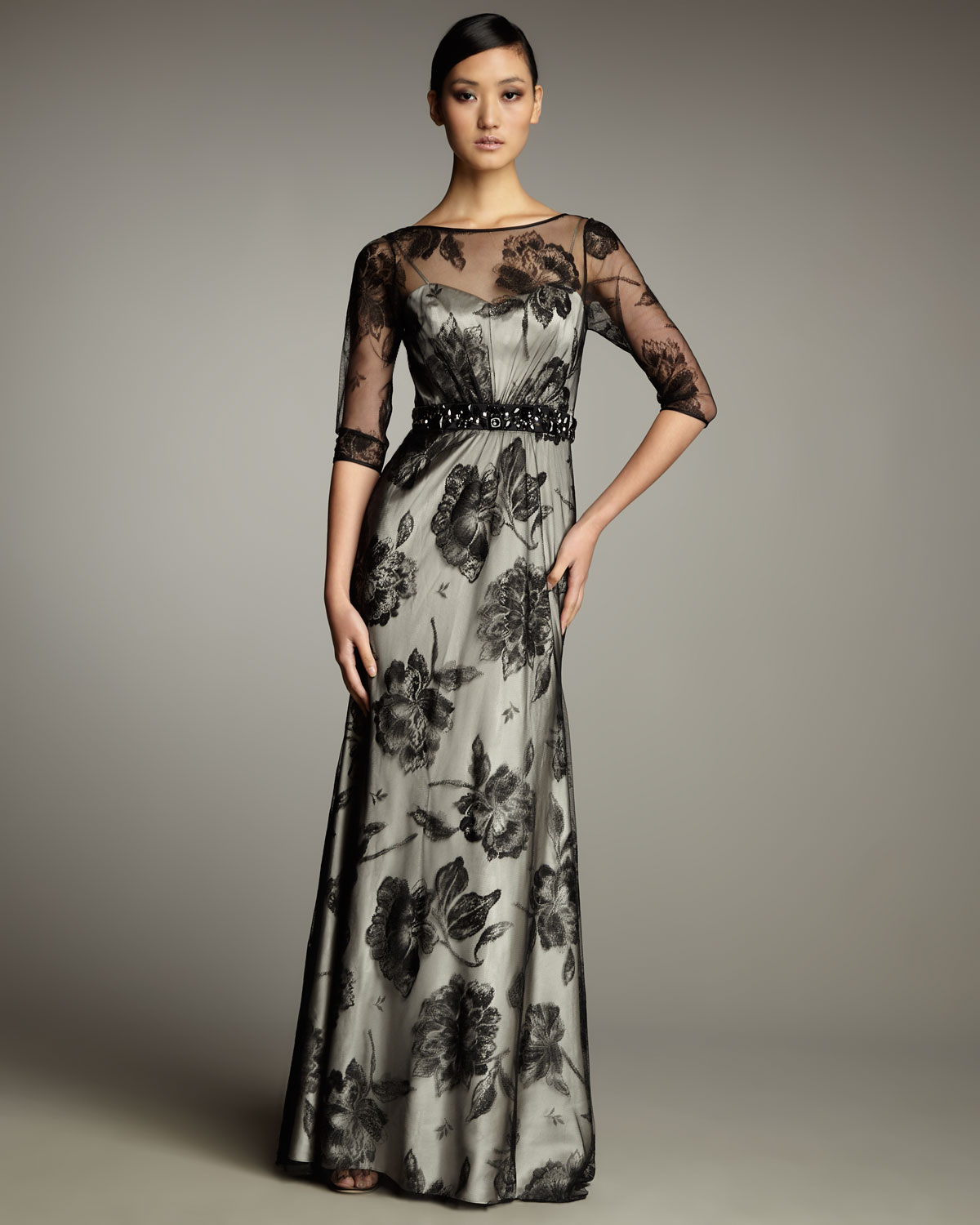 black lace illusion gown