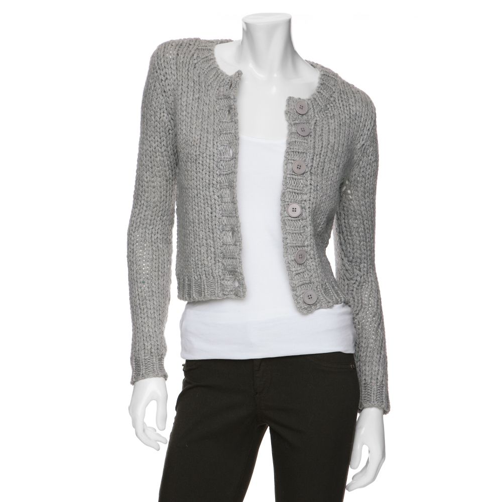 cropped gray cardigan