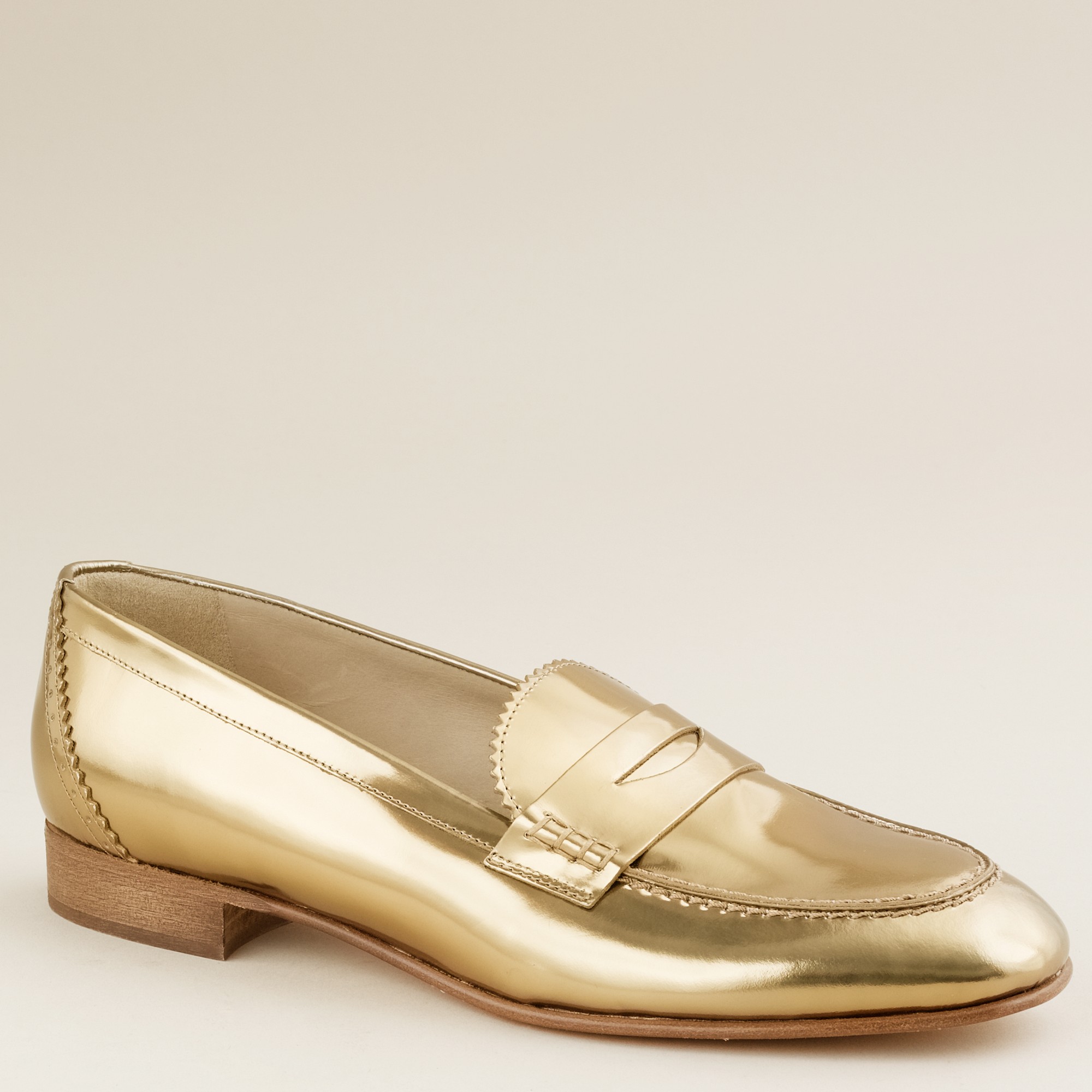 metallic penny loafers
