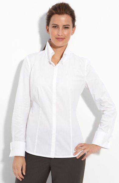 Nordstrom Collection Tall Collar Shirt in White | Lyst
