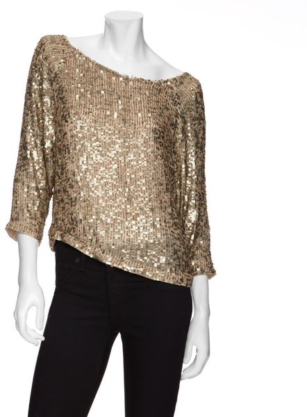 Vince Sequin Cluster Slouchy Top in Gold | Lyst