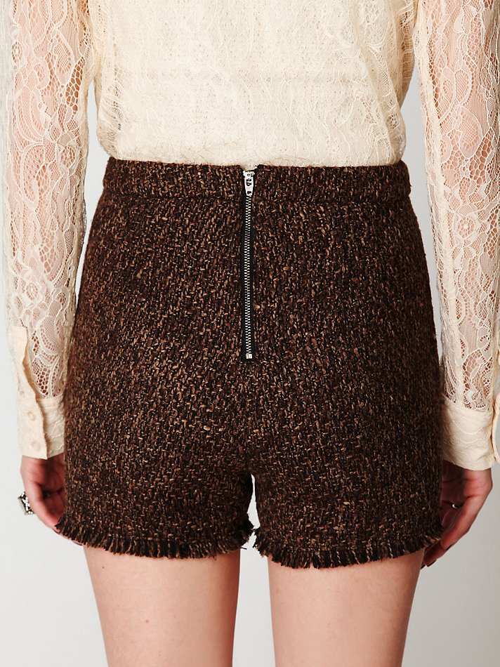 Free People Fp High Waisted Textured Shorts in Brown - Lyst