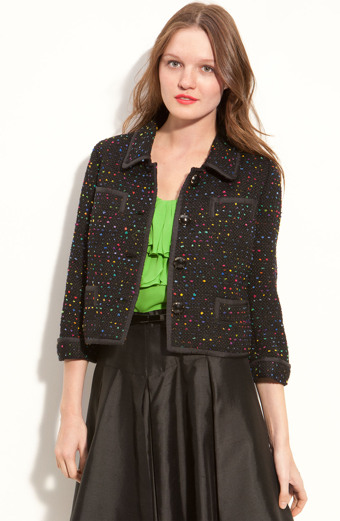 Kate Spade Addie Rainbow Tweed Jacket in Multicolor (blackmulti) Lyst