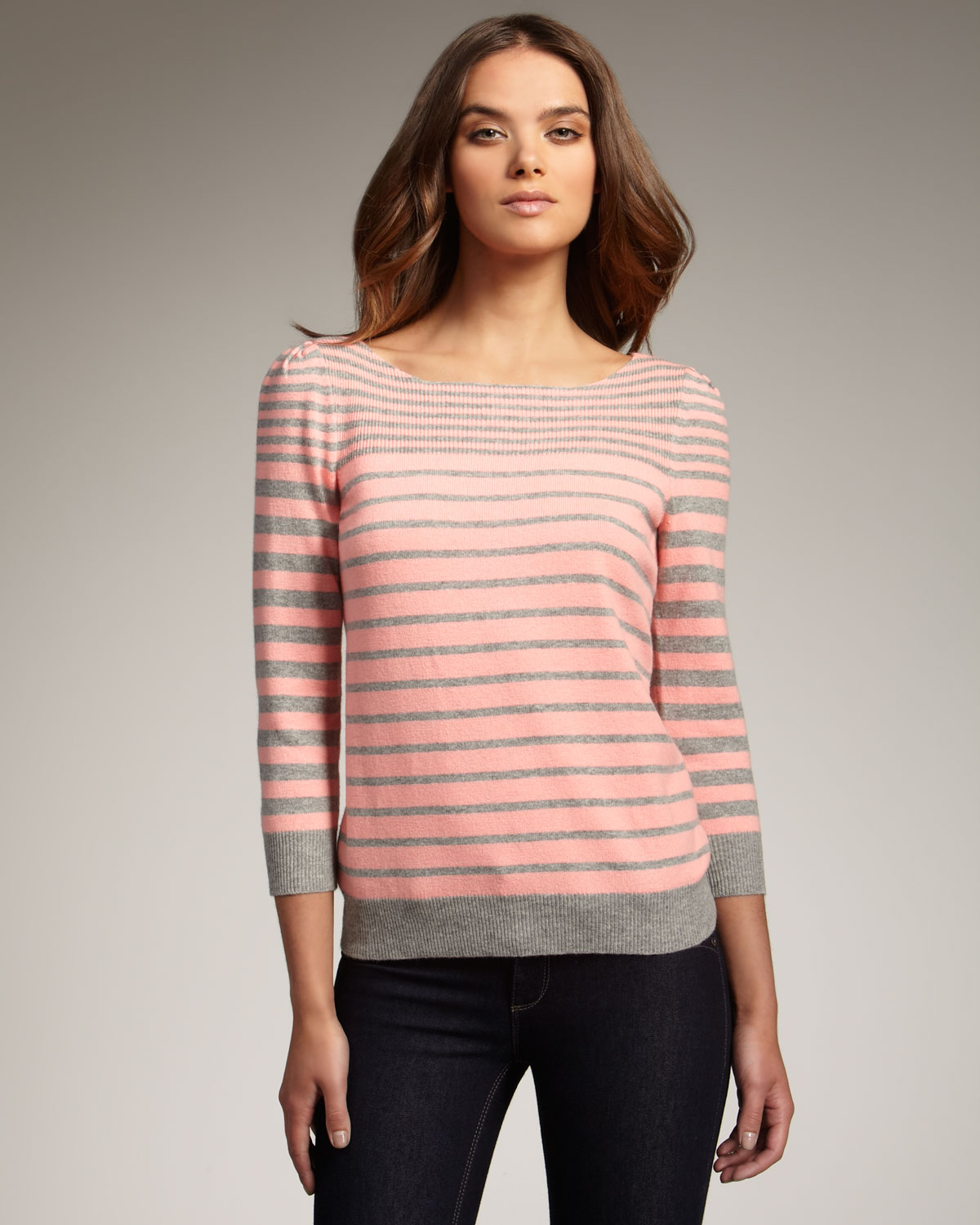 Lyst - Rebecca Taylor Striped Sweater in Pink
