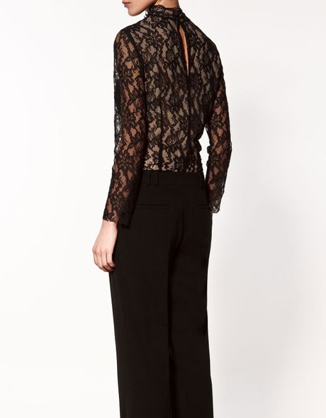 Zara Lace Top in Black | Lyst