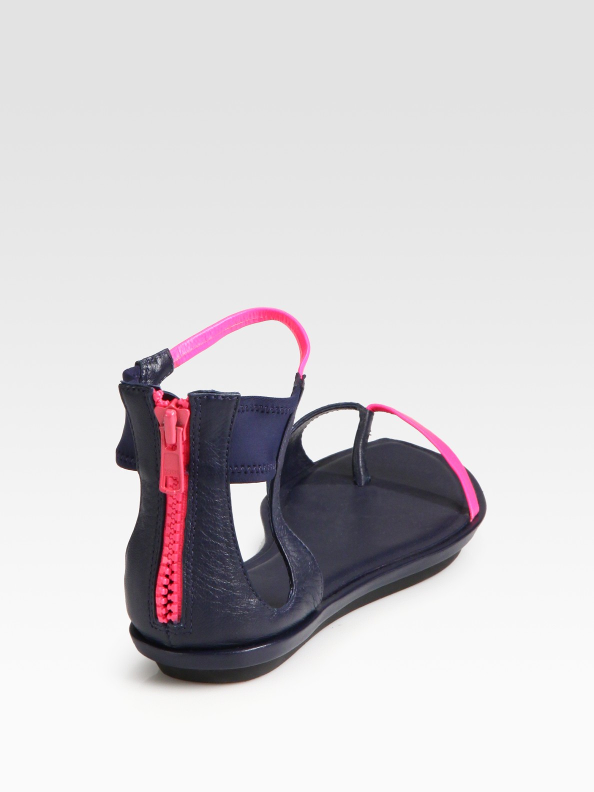 Mcq alexander mcqueen Skinny Leather Flat Sandals in Blue (navy) | Lyst
