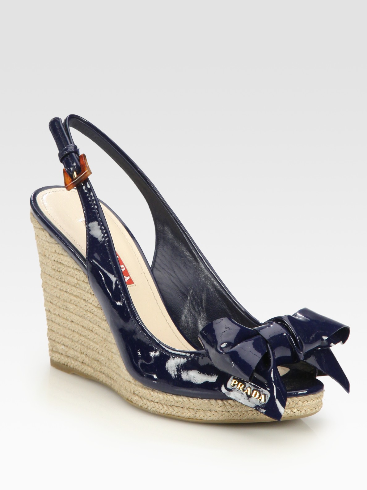 Lyst - Prada Espadrille Wedge Sandals in Blue