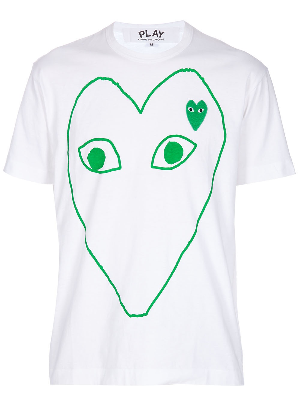 Comme des garçons Green Heart Logo T-shirt in White for Men (green) | Lyst