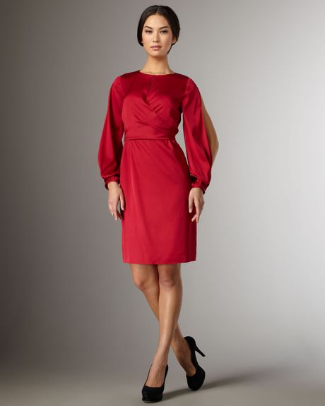 Elie Tahari Mira Open-sleeve Dress in Red | Lyst