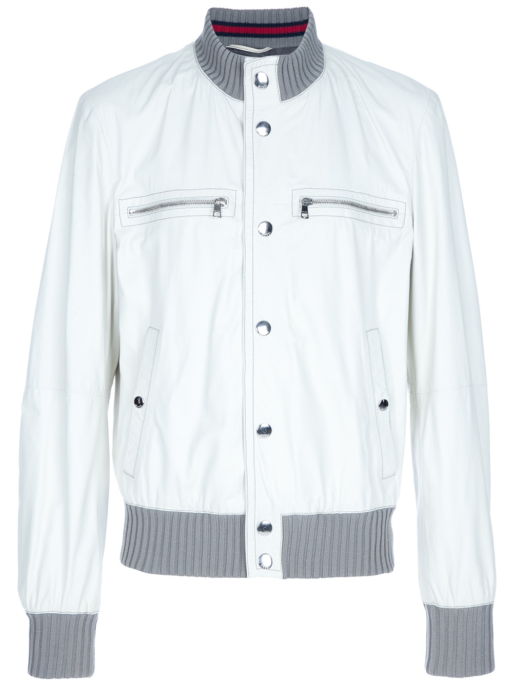 Gucci Leather Bomber Jacket in White for Men | Lyst