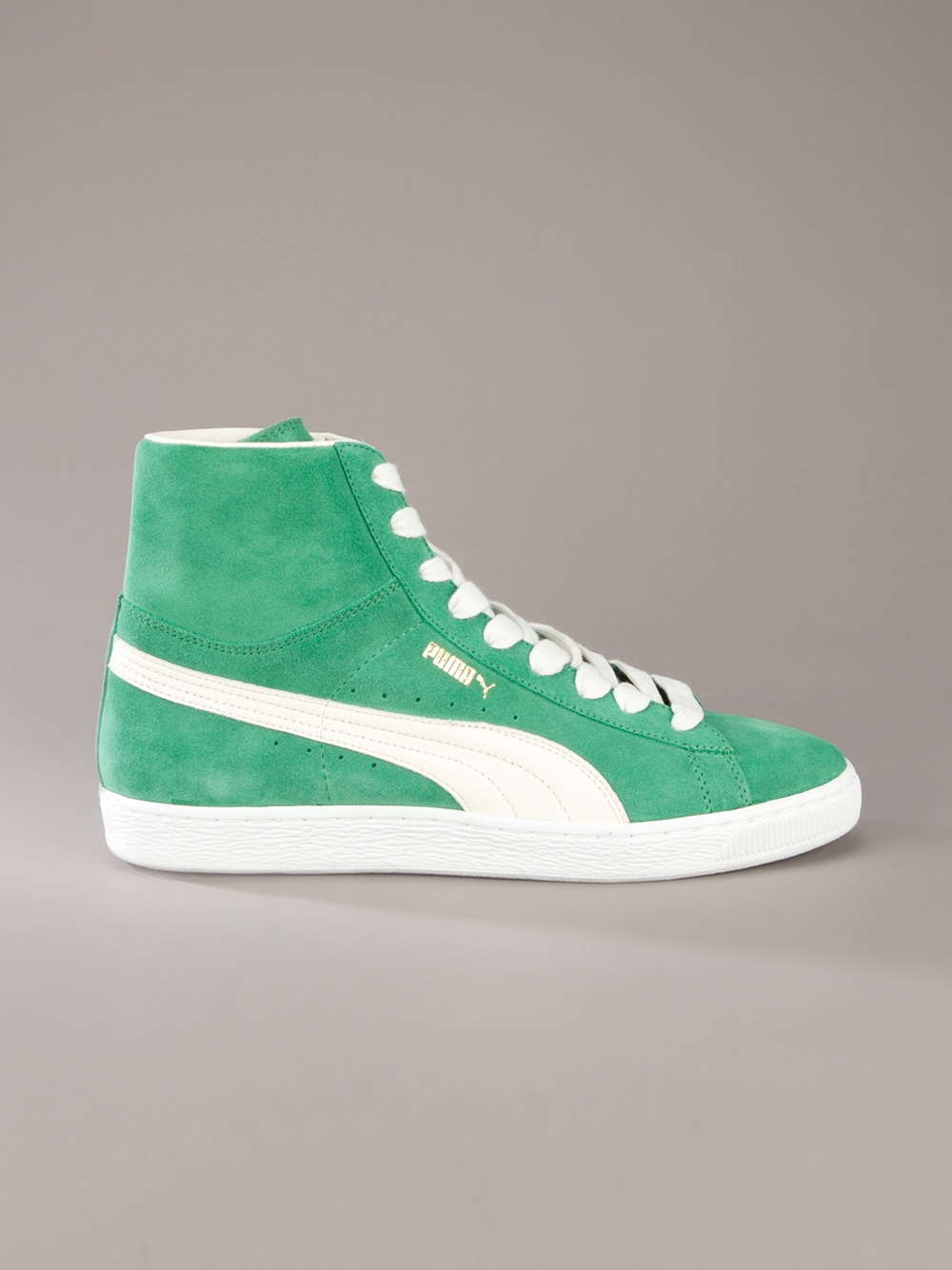 PUMA Suede Mid Top Sneakers in Green 