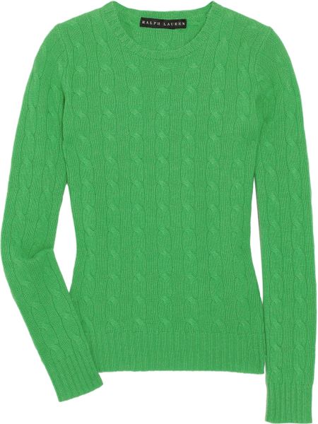Ralph Lauren Black Label Cable-knit Cashmere Sweater in Green | Lyst