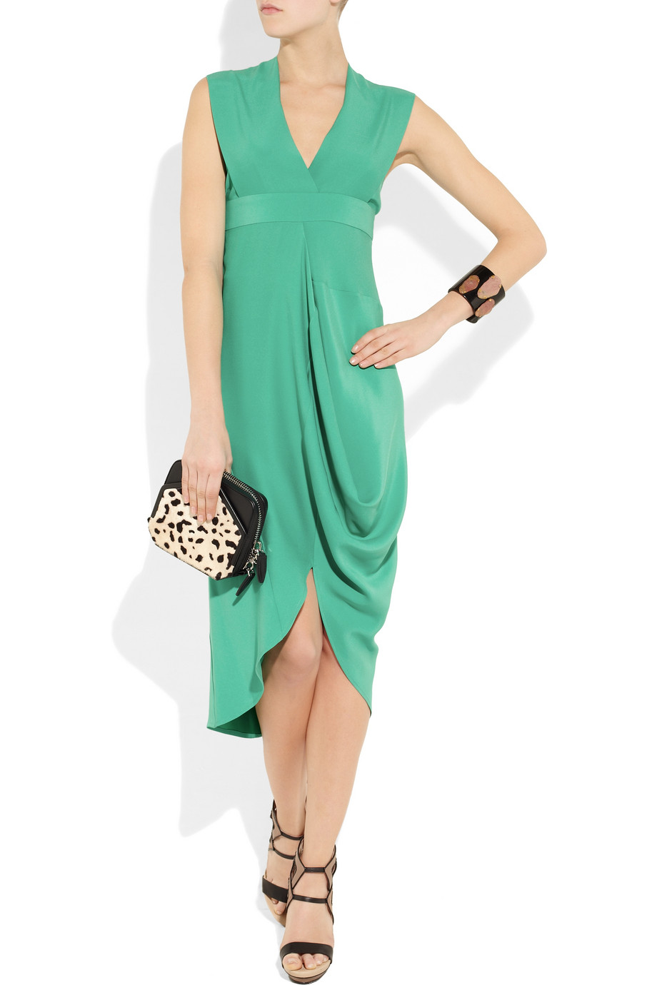 Lyst - Zero + maria cornejo Mia Draped Silk-crepe Dress in Green