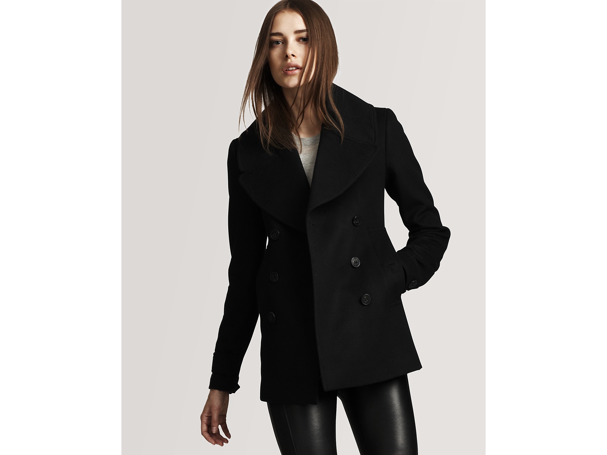 Burberry Burberry London Wool/cashmere Double Breasted Short Coat in Black  - Lyst