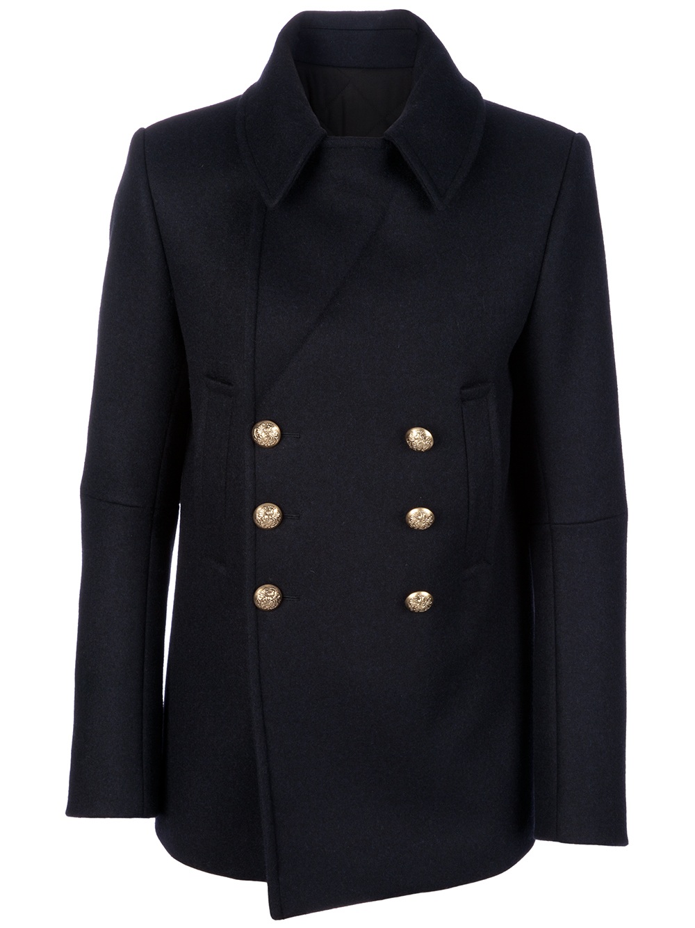 Balmain Double-breasted Peacoat in Blue for Men (marine) | Lyst