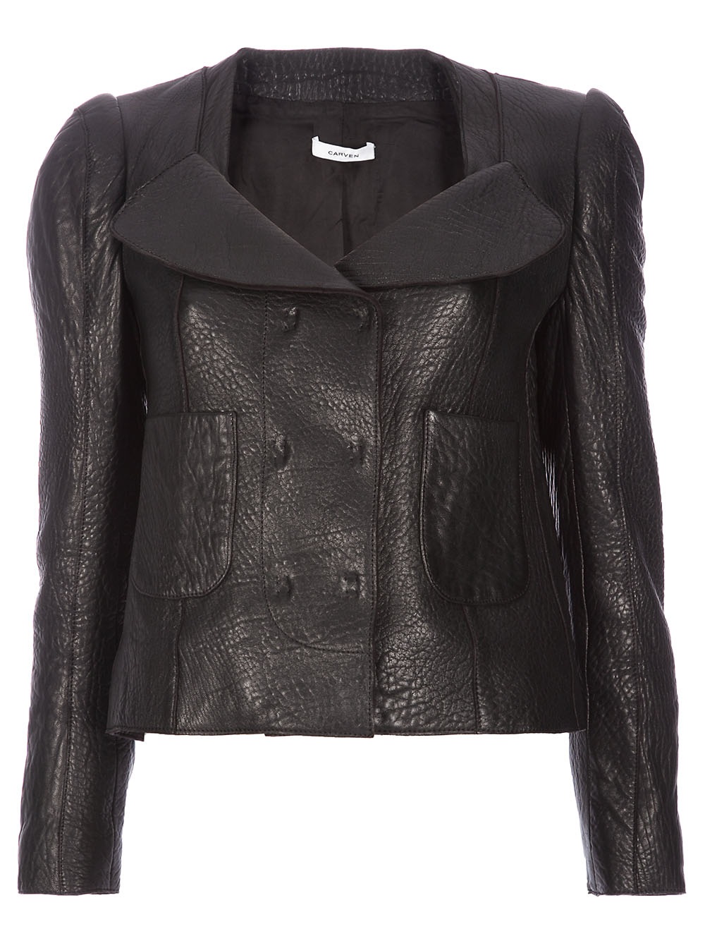 Carven Textured Leather Jacket In Black Lyst