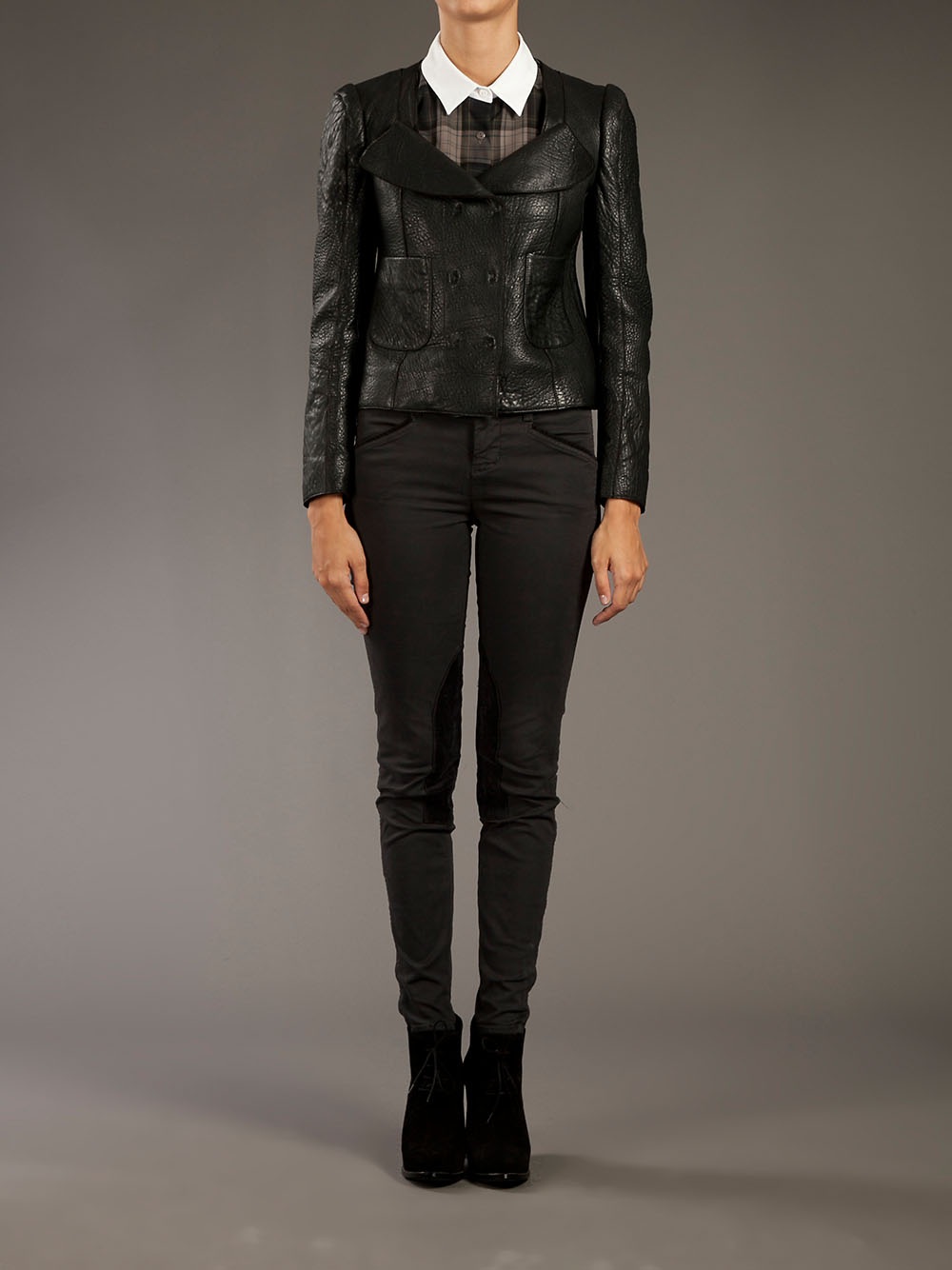 Carven Textured Leather Jacket In Black Lyst
