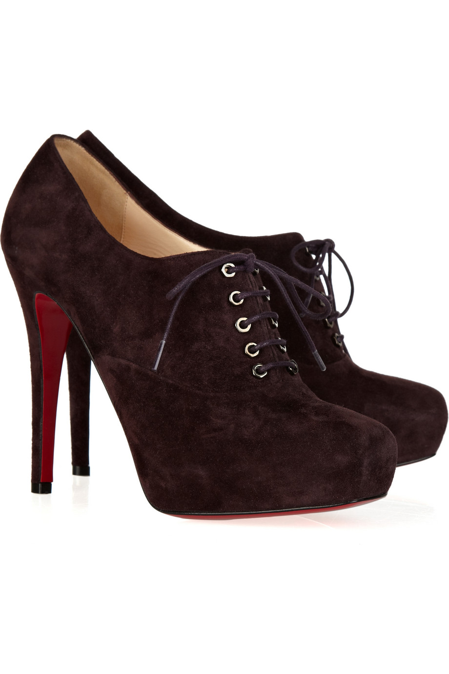 Christian Louboutin Suede Ankle Boots in Brown (purple) | Lyst