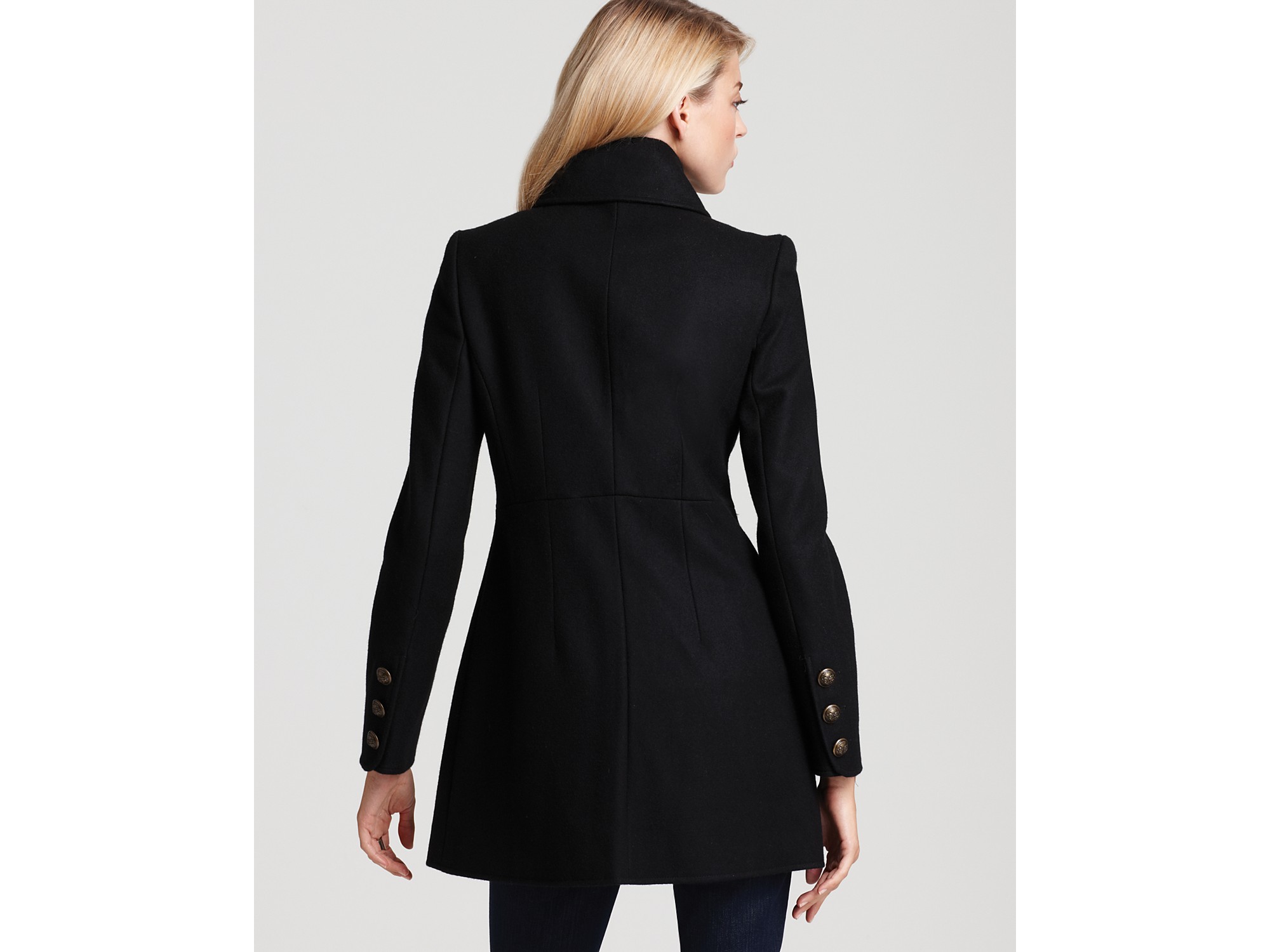 Dkny Double Breasted Cutaway Coat in Black Lyst