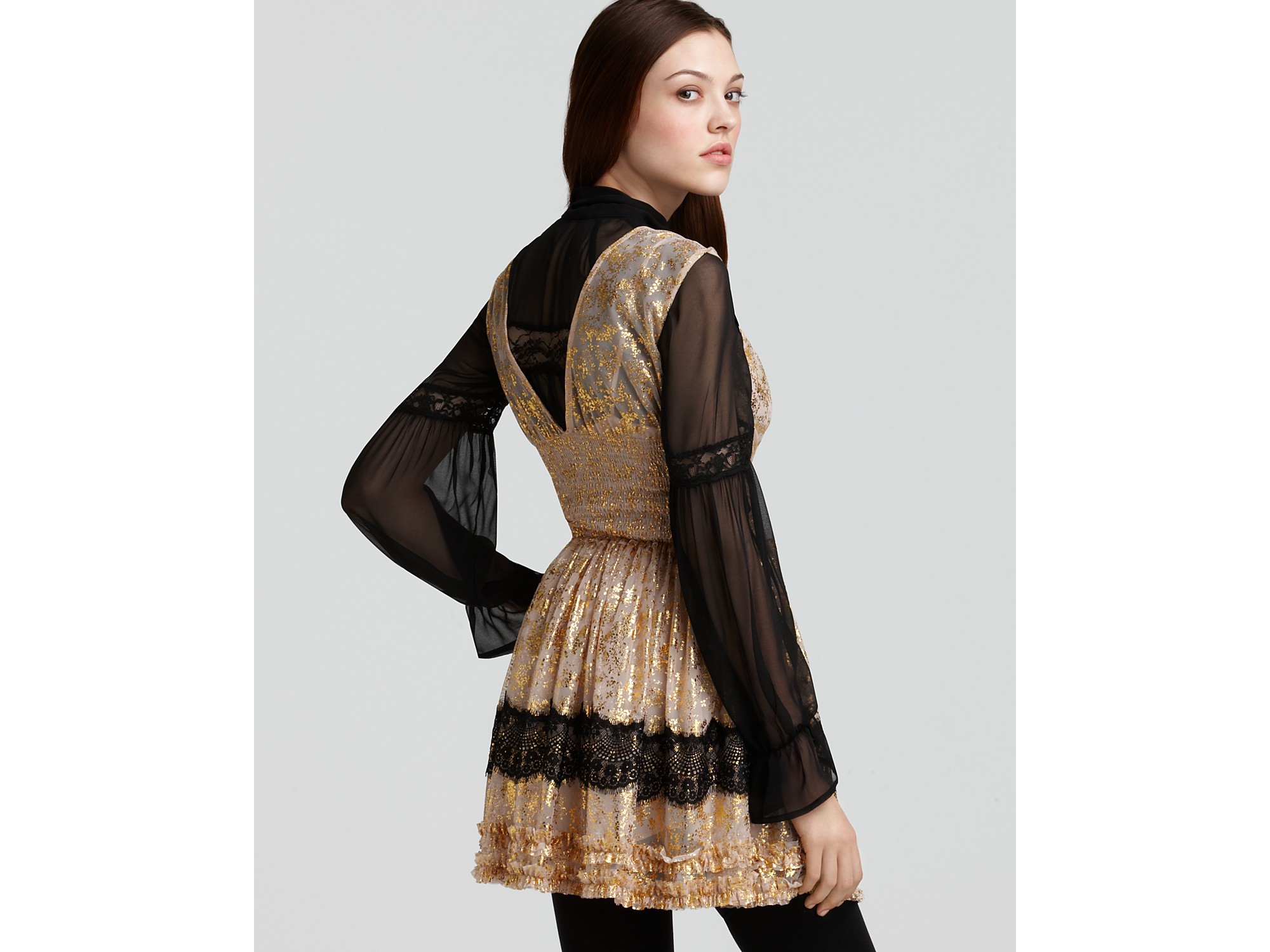 Free People Fancy Lace Dress in Nude Combo (Natural) - Lyst