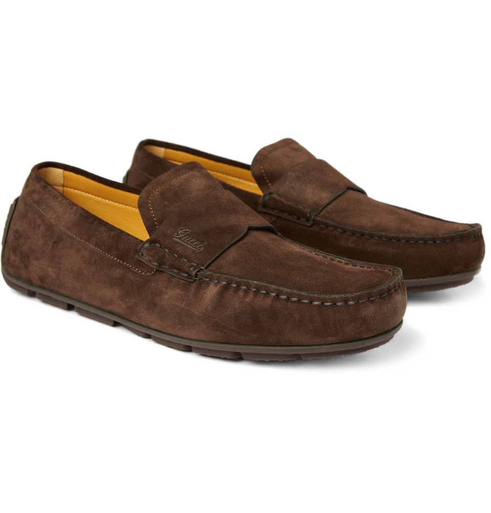  Gucci  Suede Driving Shoes  in Brown for Men Lyst