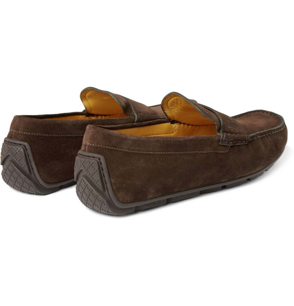 Gucci Suede Driving Shoes in Brown for Men Lyst