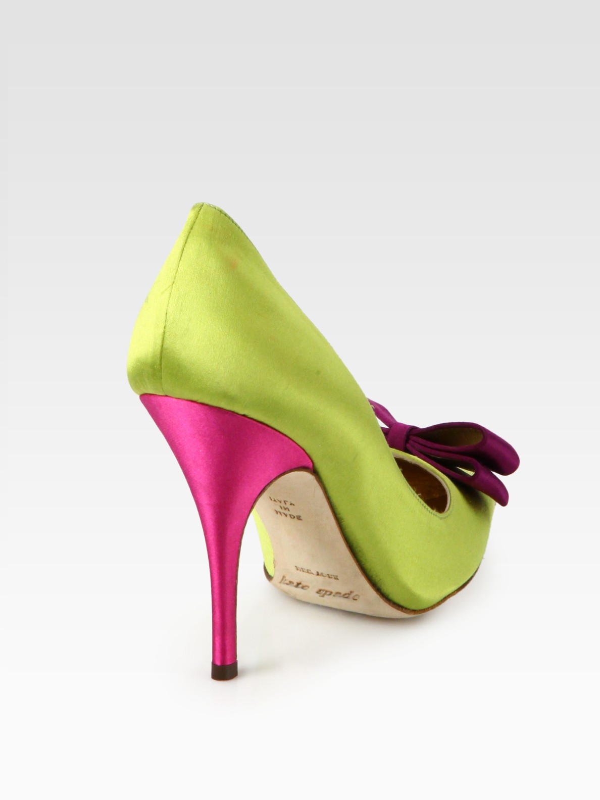 Kate Spade Latrice Colorblock Satin Point Toe Pumps in Green - Lyst