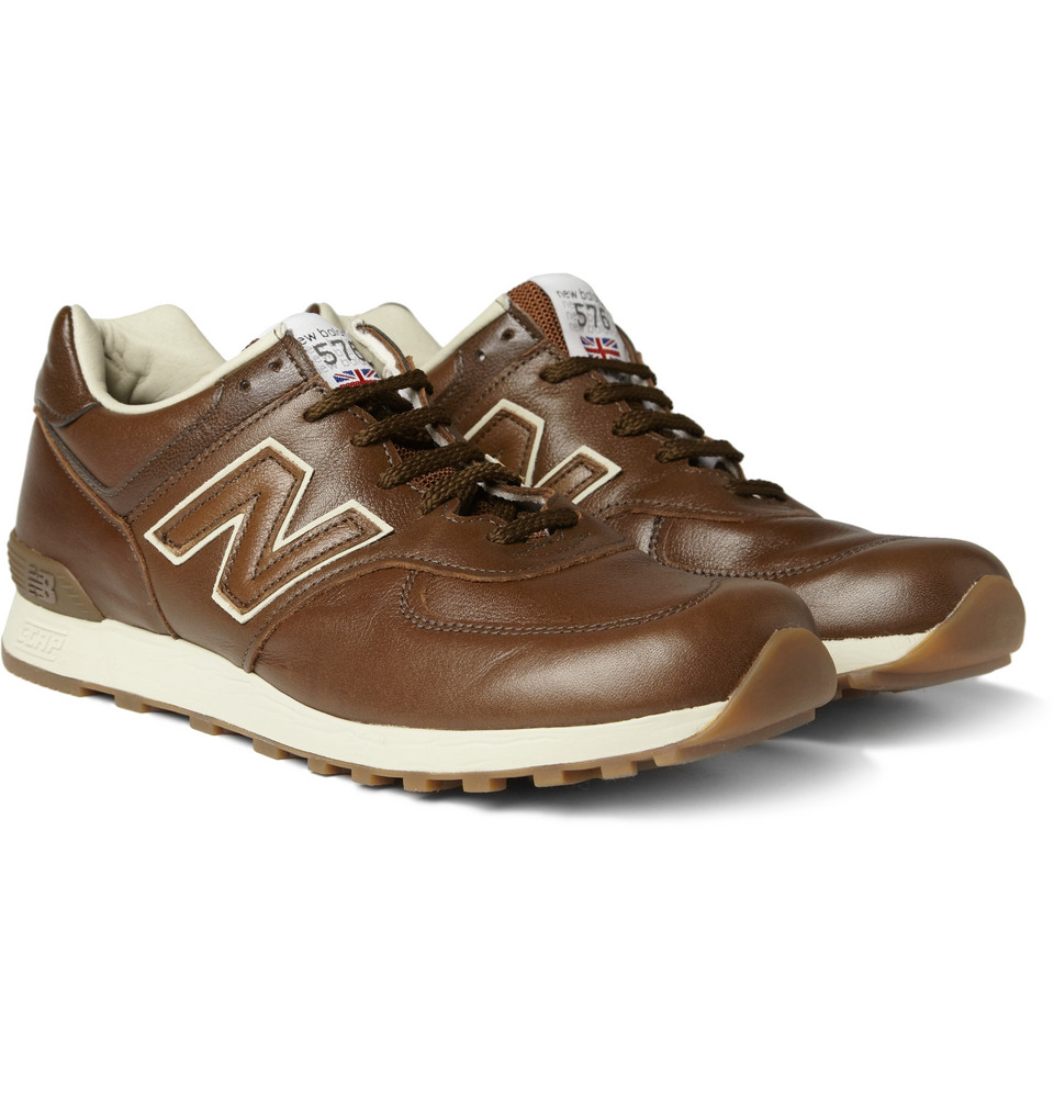 new balance brown leather sneakers