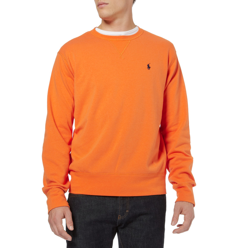 Polo ralph lauren Cotton-blend Crew Neck Sweater in Orange for Men | Lyst