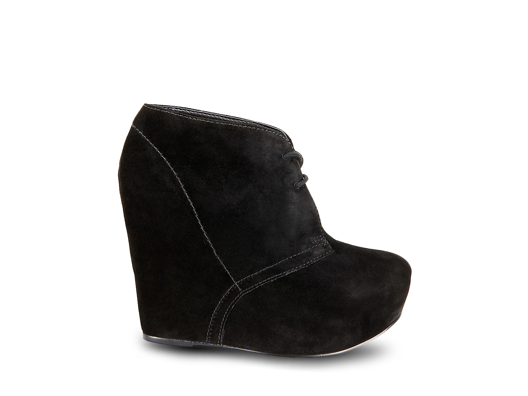 Steve Madden Annnie Wedge Booties in Taupe Suede (Brown) - Lyst