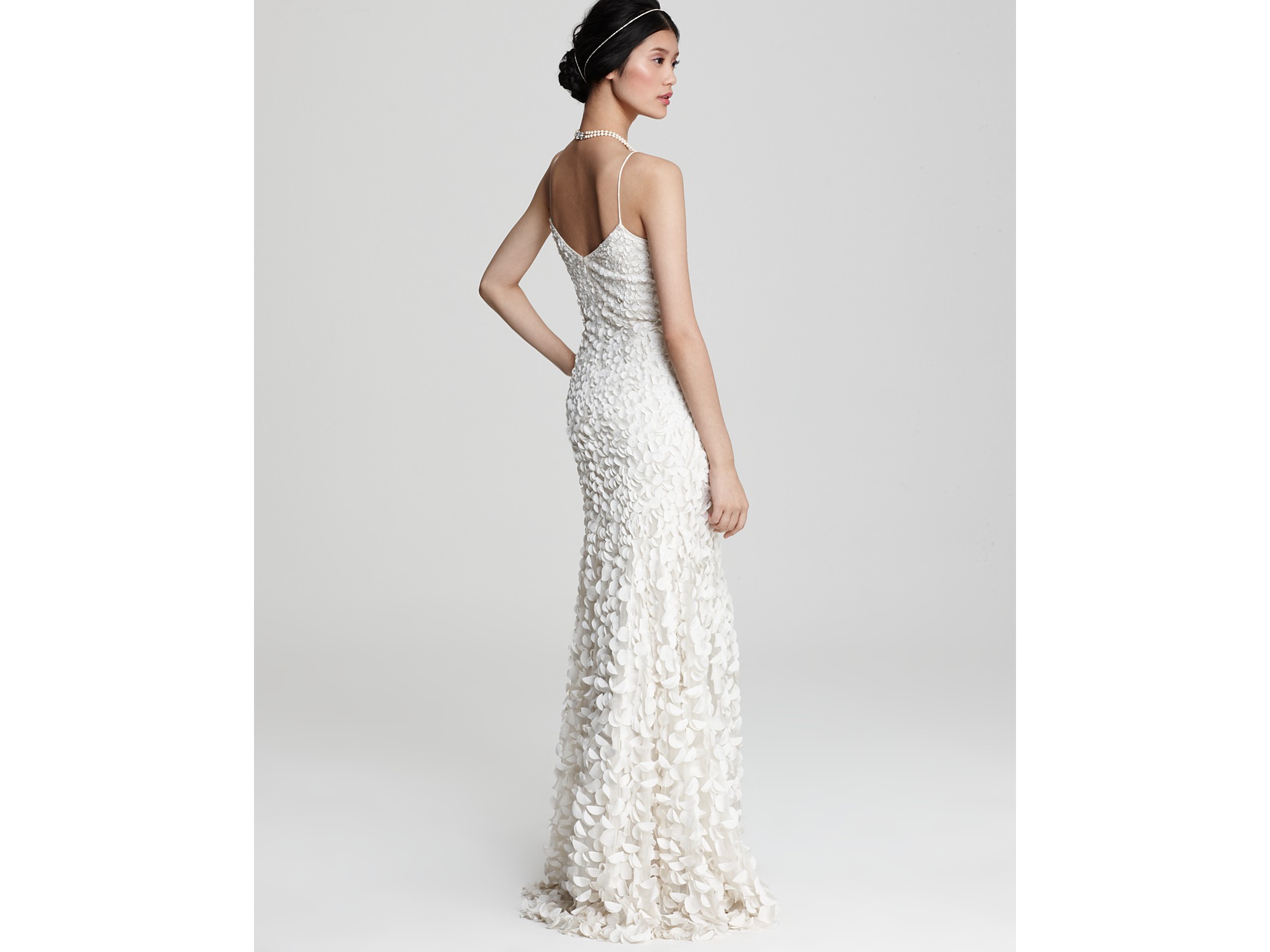 Lyst Theia Crepe Petal Gown In White Gallery
