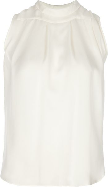Theyskens' Theory Silk Sleeveless Blouse in White | Lyst