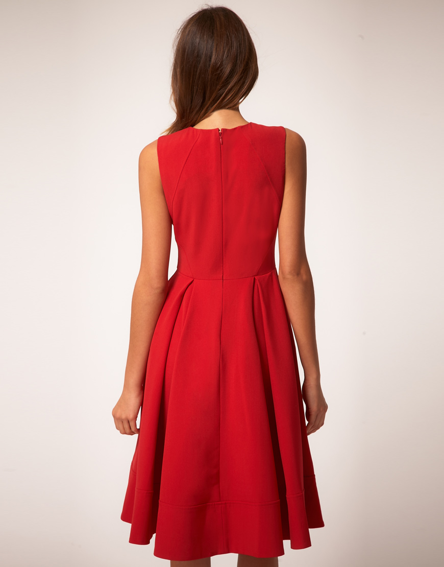 Red Full Skirt Midi Dress Top Sellers 