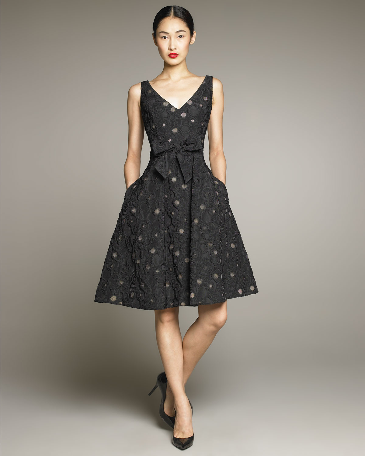 black full skirt dress