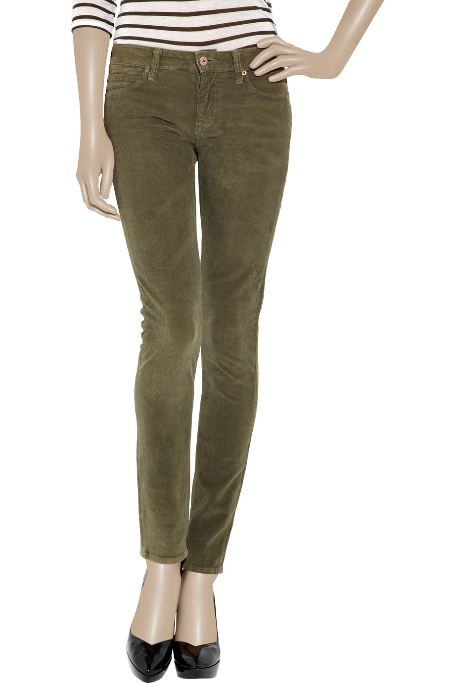 Lyst - Vince Mid-rise Corduroy Skinny Jeans in Green