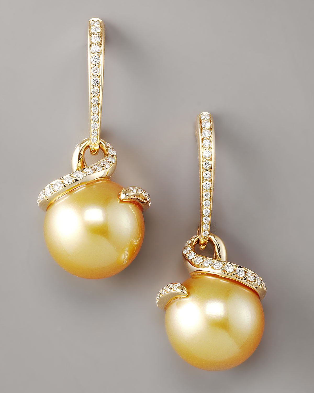 Mikimoto Pearl & Diamond Swirl Earrings in Metallic Lyst