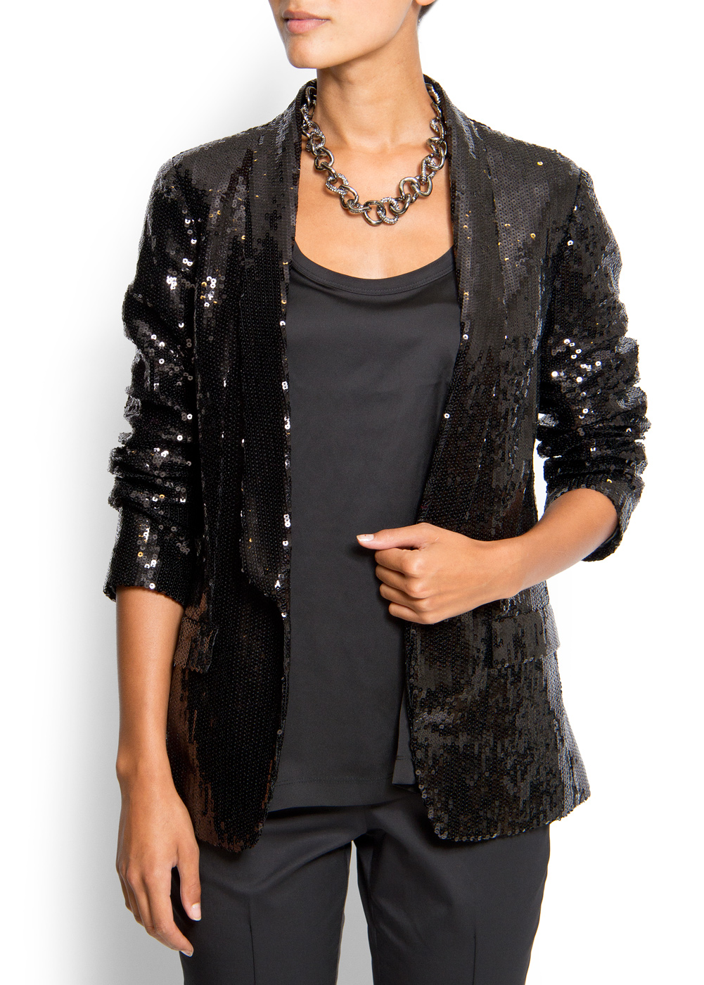 Lyst Mango Sequin Suit Jacket in Black