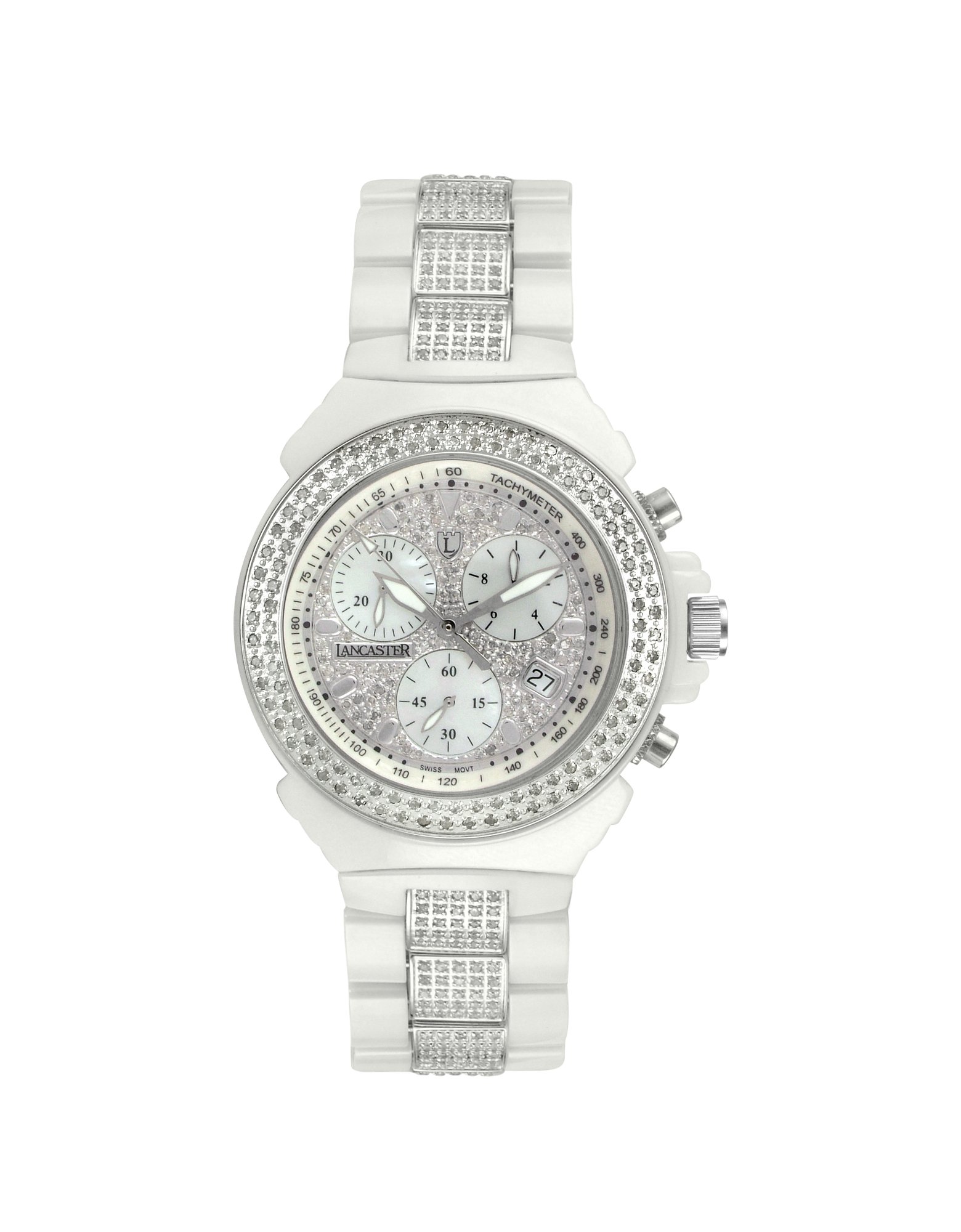 Lyst Lancaster White Pillo Ceramic Chrono Diamonds De Luxe Watch in