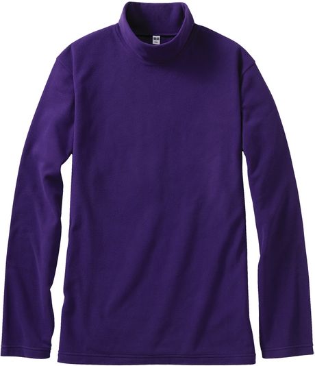 Uniqlo Men Micro Fleece Mock Neck Long Sleeve T Shirt in Purple for Men ...