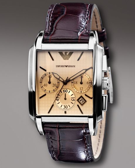 Emporio Armani Square Chronograph Watch, Chocolate in Brown for Men | Lyst