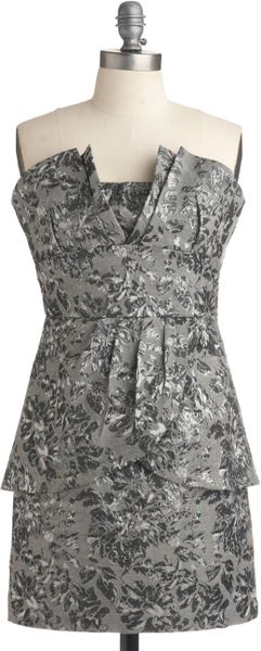 Modcloth The Brocade and The Beautiful Dress in Silver | Lyst